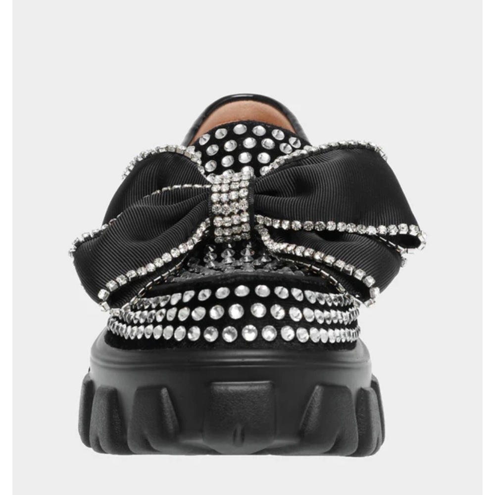 NWOB Betsy Johnson Vincent Silver Loafer - Rhinestone Platform Loafer with Bow. - Picture 5 of 10